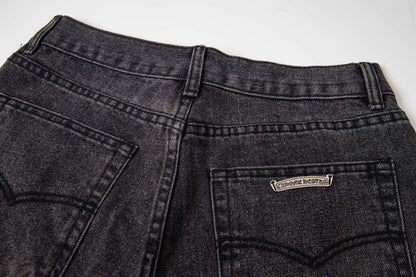 Chrome Hearts Multi Cross Patch Denim Jeans - Grey Gothic Street Pants 1111